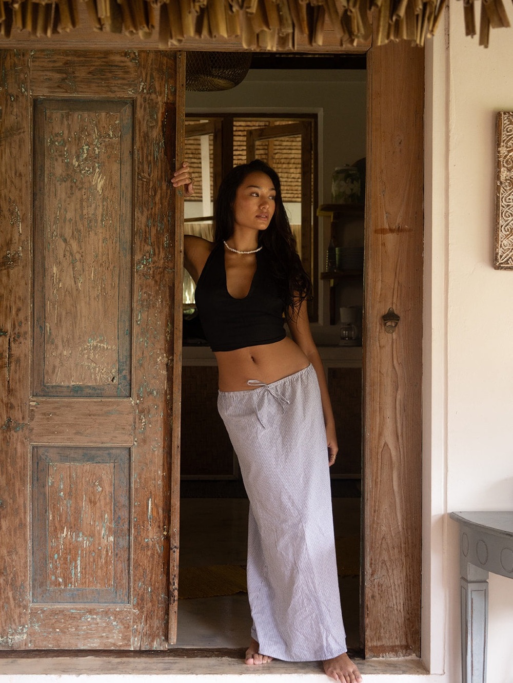 Current NWT WUESTE Zoe Drawstring Maxi Skirt Organic Cotton Riviera Soleil S